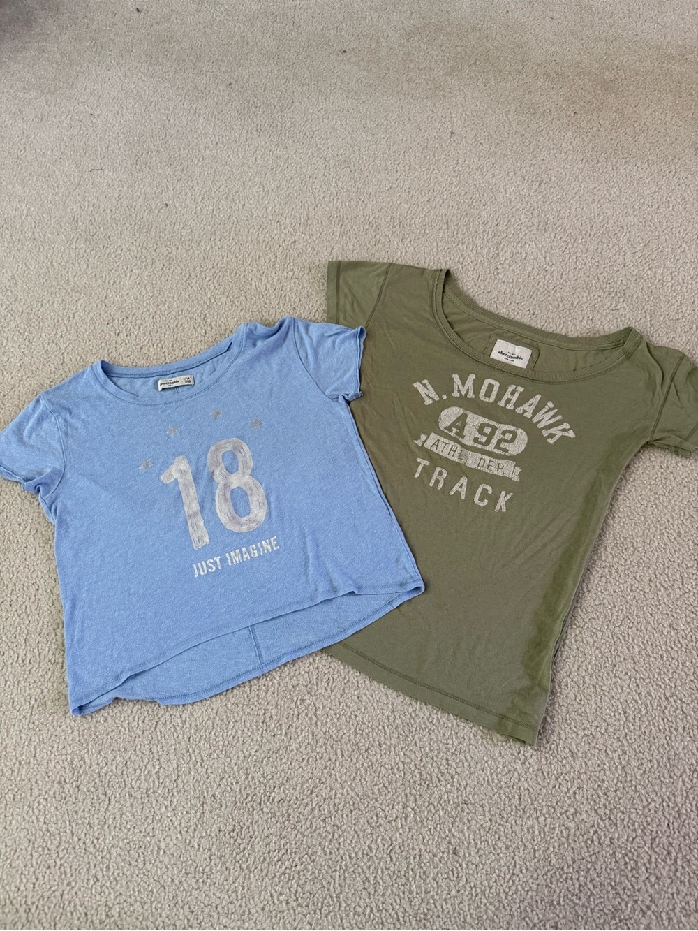 Abercrombie & Fitch Blue Graphic Tee & Olive Logo Track Tee